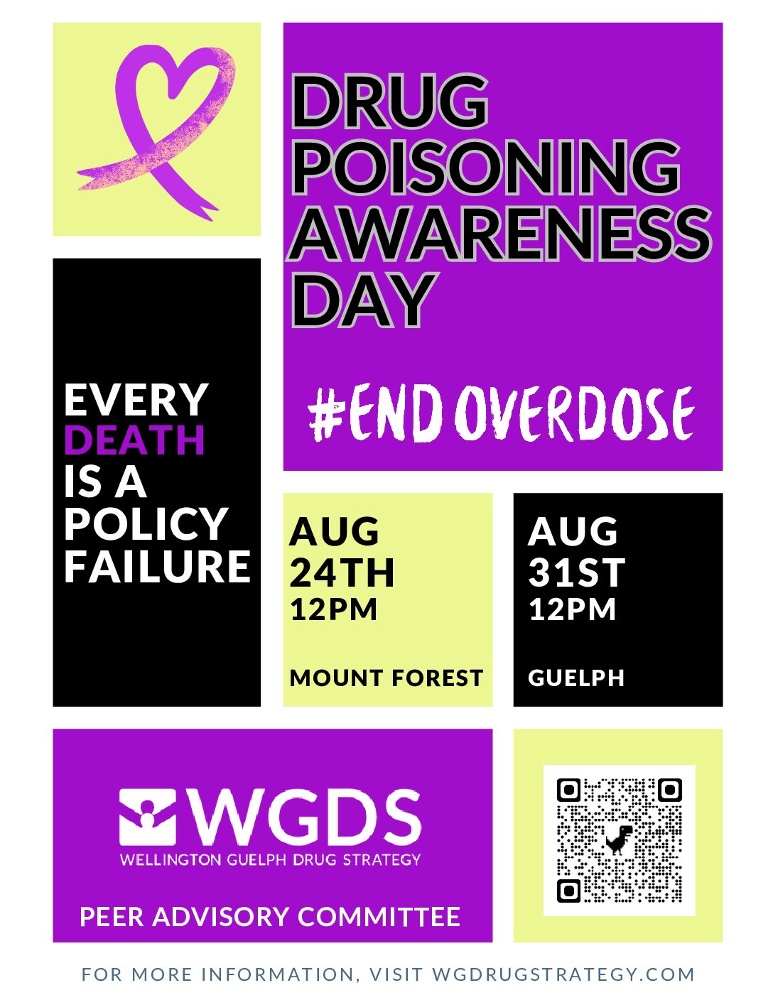 There will be an event in Mount Forest to honour International Overdose Awareness Day/Drug Poisoning Awareness Day next month