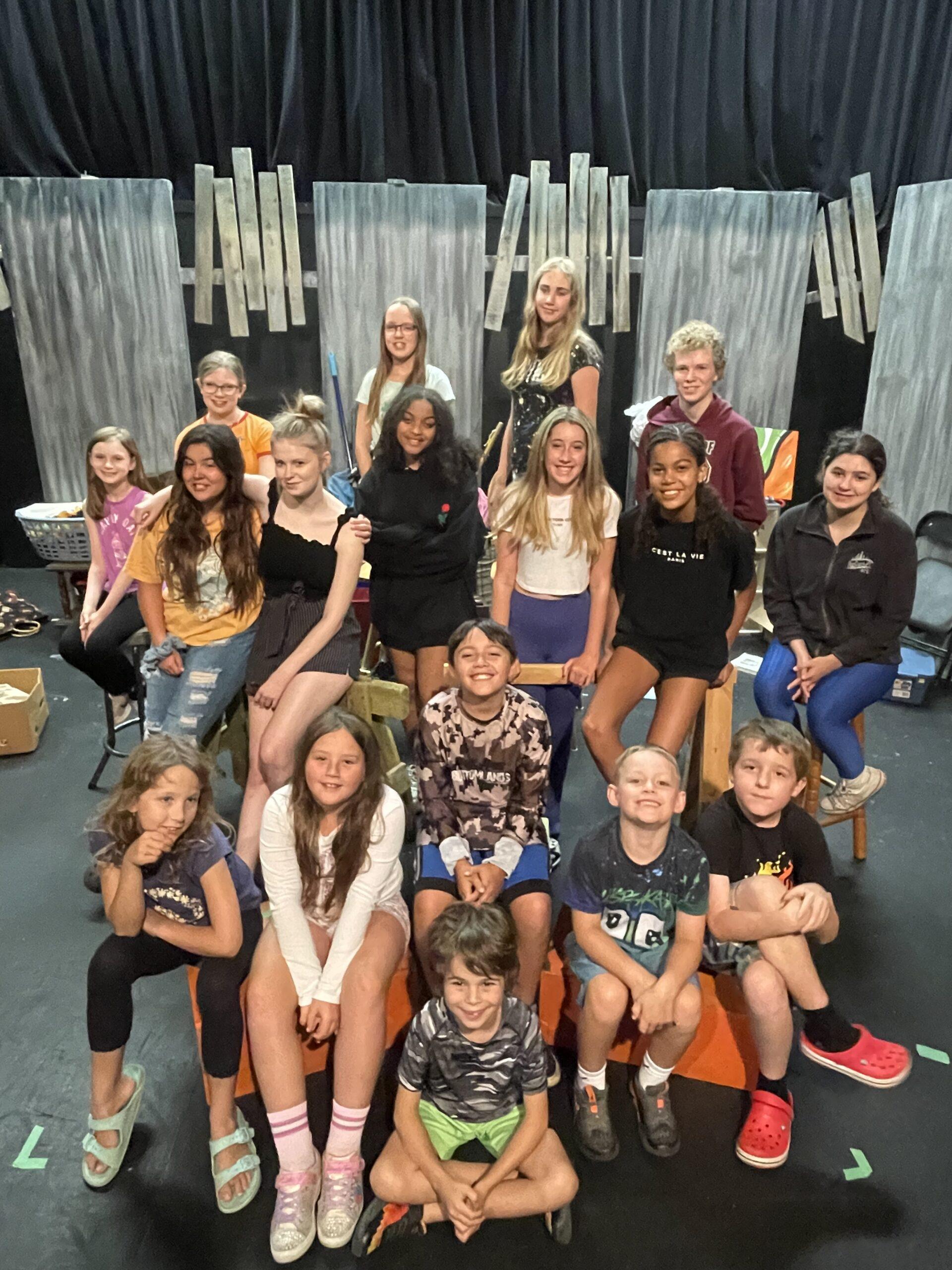 Youth theatre - The cast of the Grey Wellington Theatre Guild summer youth production, Spirited!, includes, from left: front, Kensington Bray-Dunning; second row Paisley Forester, Violet McLaughlin, Luca Sicilia, Tristan Lawrie, William Browley; third row, Ebbony Moroz, Abby Rogers, Quiana Sargeant, Sophia Sicilia, Lexi Drummond, Madison Rogers; back, Adelaide Forester, Lydia Dirksen and Blair Cowan. Absent for photo: Ellie Bowman and Keniah Sargeant.